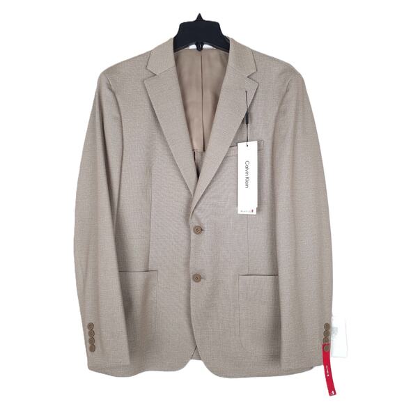 Calvin Klein Men's Slim-Fit Stretch Sport Coat Blazer Heather Tan 36S NWT - Picture 1 of 7